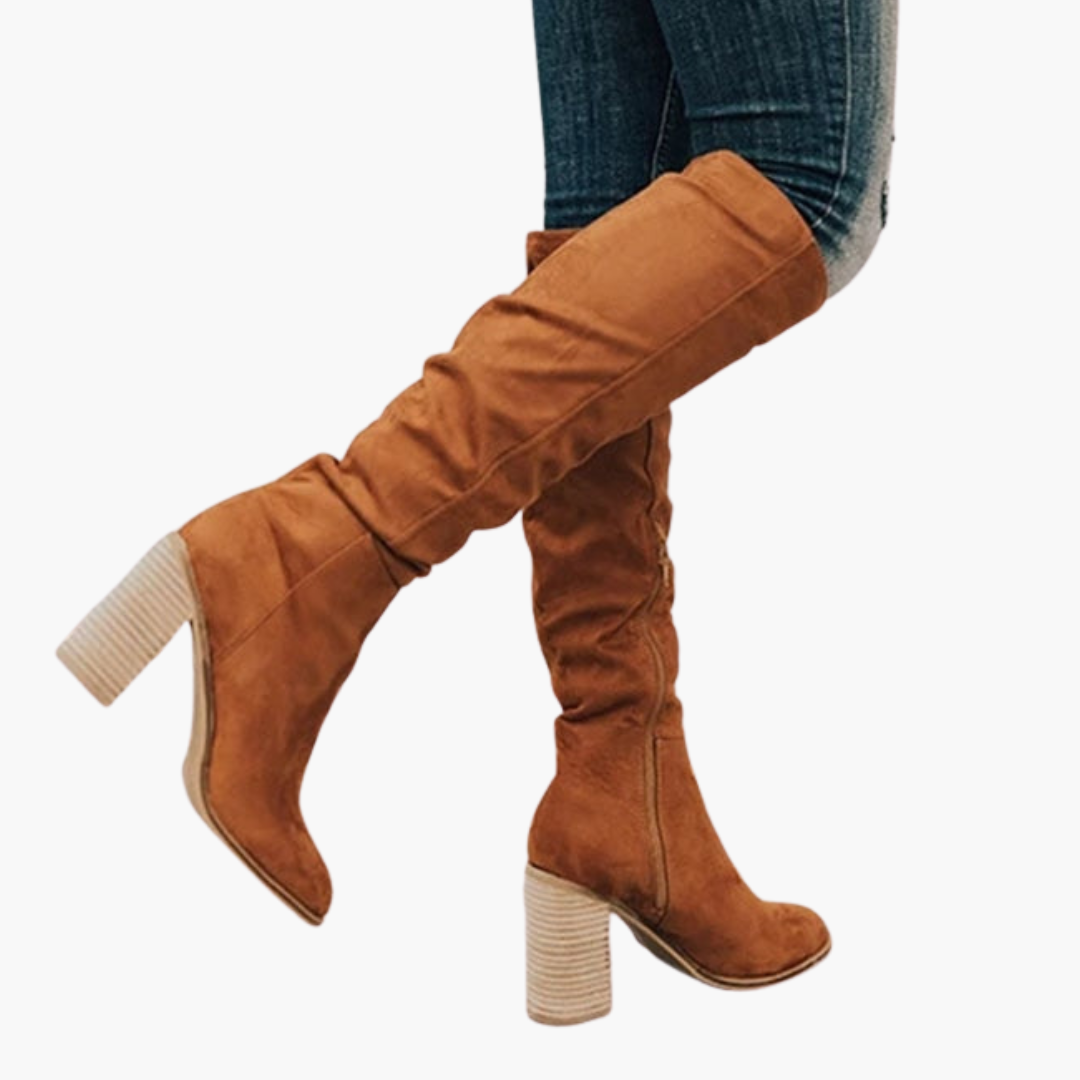 Slouch Knee-High Block Heel Boots