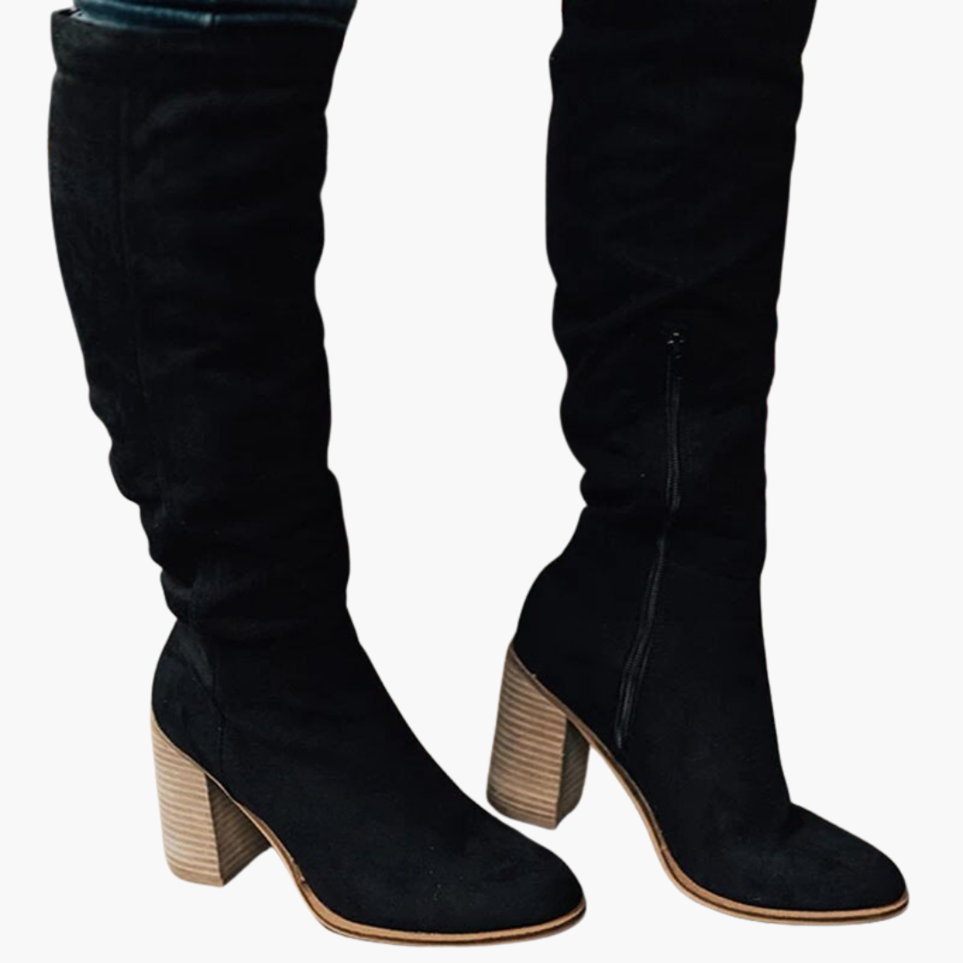Slouch Knee-High Block Heel Boots