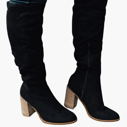 Slouch Knee-High Block Heel Boots