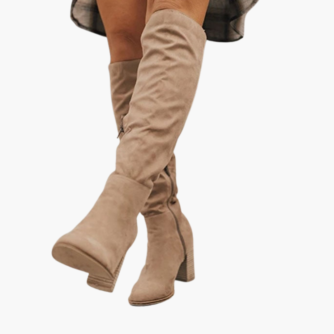 Slouch Knee-High Block Heel Boots