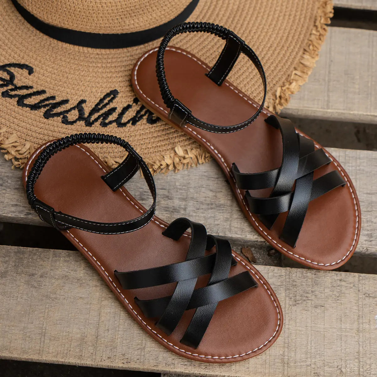 Breathable Cross Strap Sandals for Women – Comfortable & Versatile