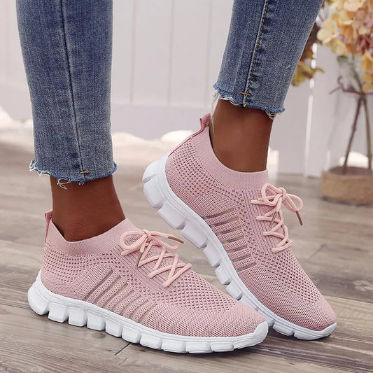 Women's Breathable Knit Sneakers Lightweight - 
Fashinoza