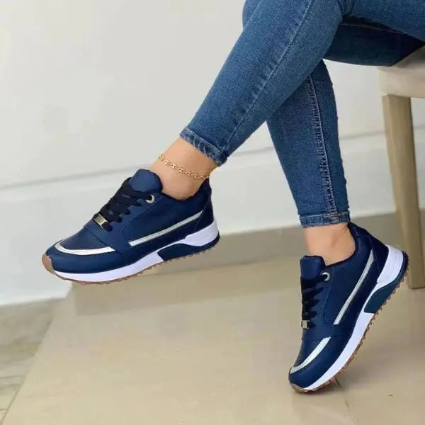 Women's Lace-Up Sneakers Breathable Mesh Comfortable - 
Fashinoza