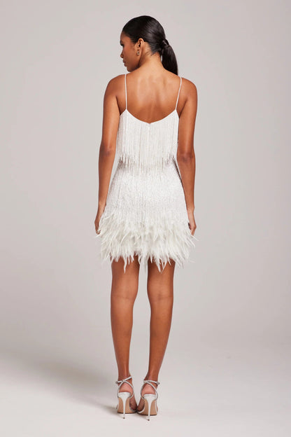 Blair | Women Summer Cocktail Party Mini Dress with Fringe Feathers