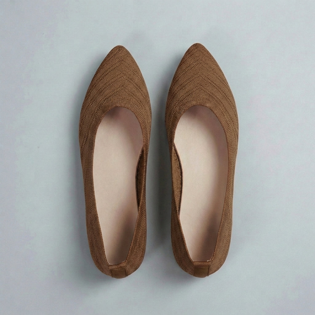 Women's Pointed Toe Slip-On Flats Textured Knit Black