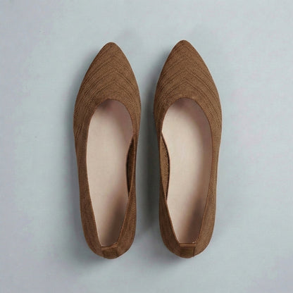 Women's Pointed Toe Slip-On Flats Textured Knit Black