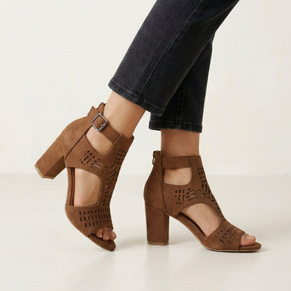 Women's Block Heel Cut-Out Sandals