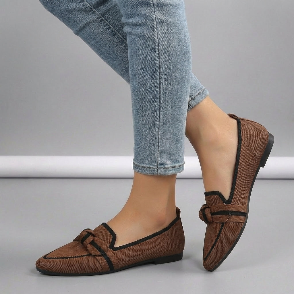 Women's Knitted Slip-On Loafers Pointed Toe