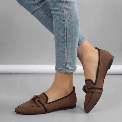 Women's Knitted Slip-On Loafers Pointed Toe