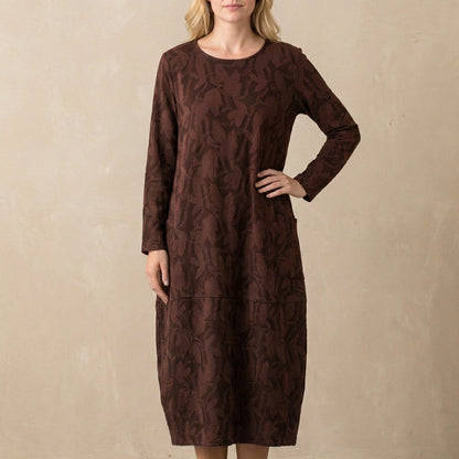 Women's Relaxed Fit Maxi Dress Textured Pattern Patch Pockets