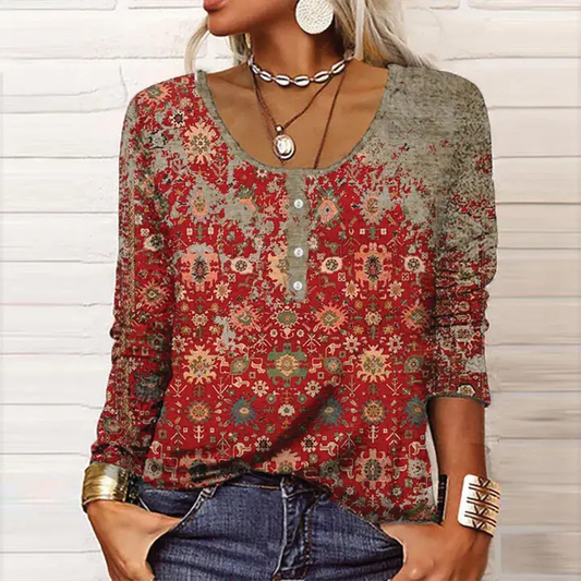 Women's Button Front Long Sleeve Blouse Comfortable - 
Fashinoza