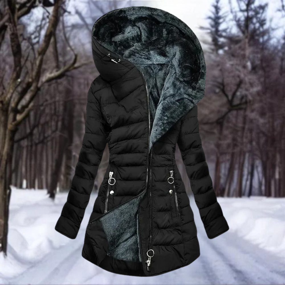 Women's Plush Coat Soft Elegant Black