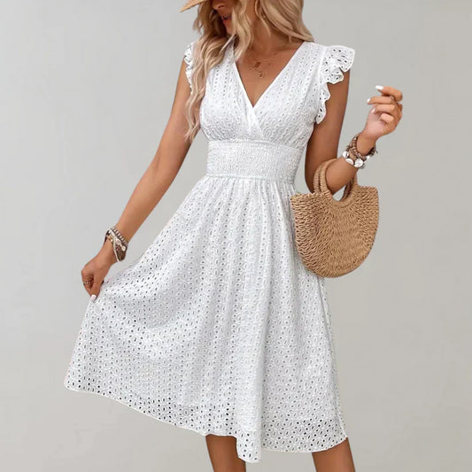 Women's Flutter Sleeve Dress - 
Fashinoza