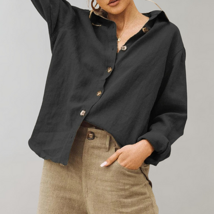 Women's Linen Blouse Vintage Style - Fashinoza