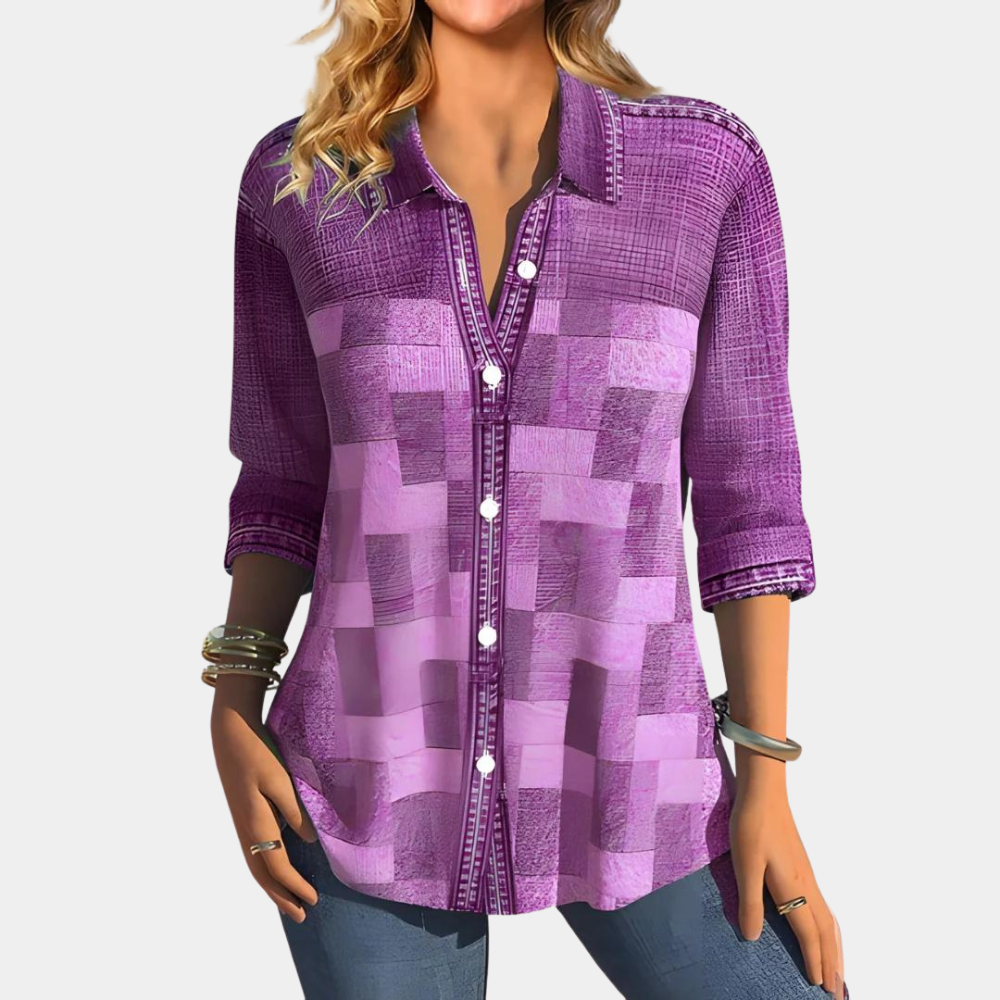 Women's Check Blouse Casual Cotton