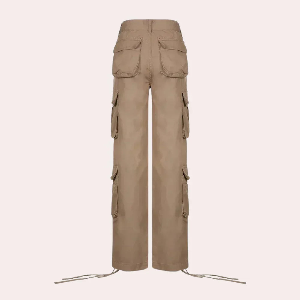 Women's Classic Cargo Pants Cotton Relaxed Fit Beige