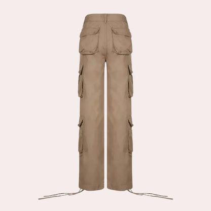 Women's Classic Cargo Pants Cotton Relaxed Fit Beige