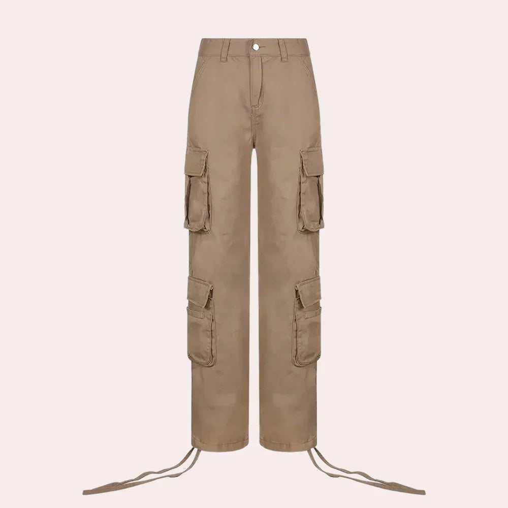 Women's Classic Cargo Pants Cotton Relaxed Fit Beige