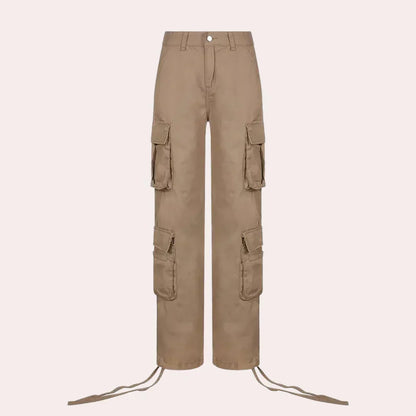 Women's Classic Cargo Pants Cotton Relaxed Fit Beige