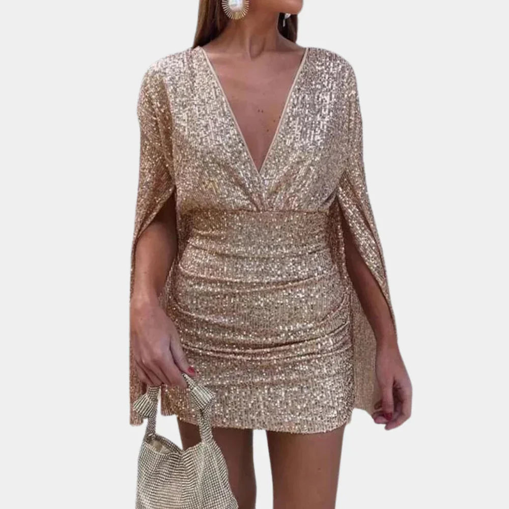 Women's Glamour Dress Shimmering Details - Fashinoza