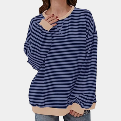 Women's Striped Long Sleeve T-Shirt Oversized - Fashinoza