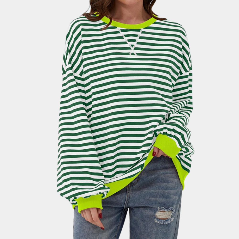 Women's Striped Long Sleeve T-Shirt Oversized