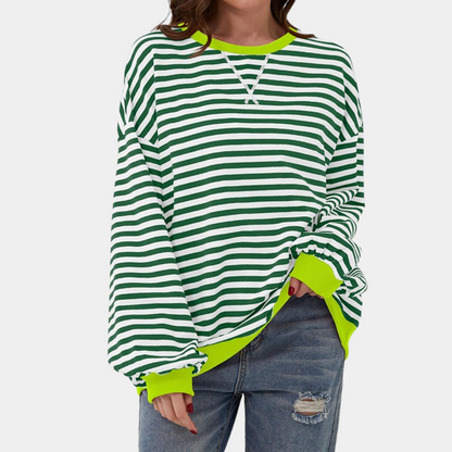 Women's Striped Long Sleeve T-Shirt Oversized