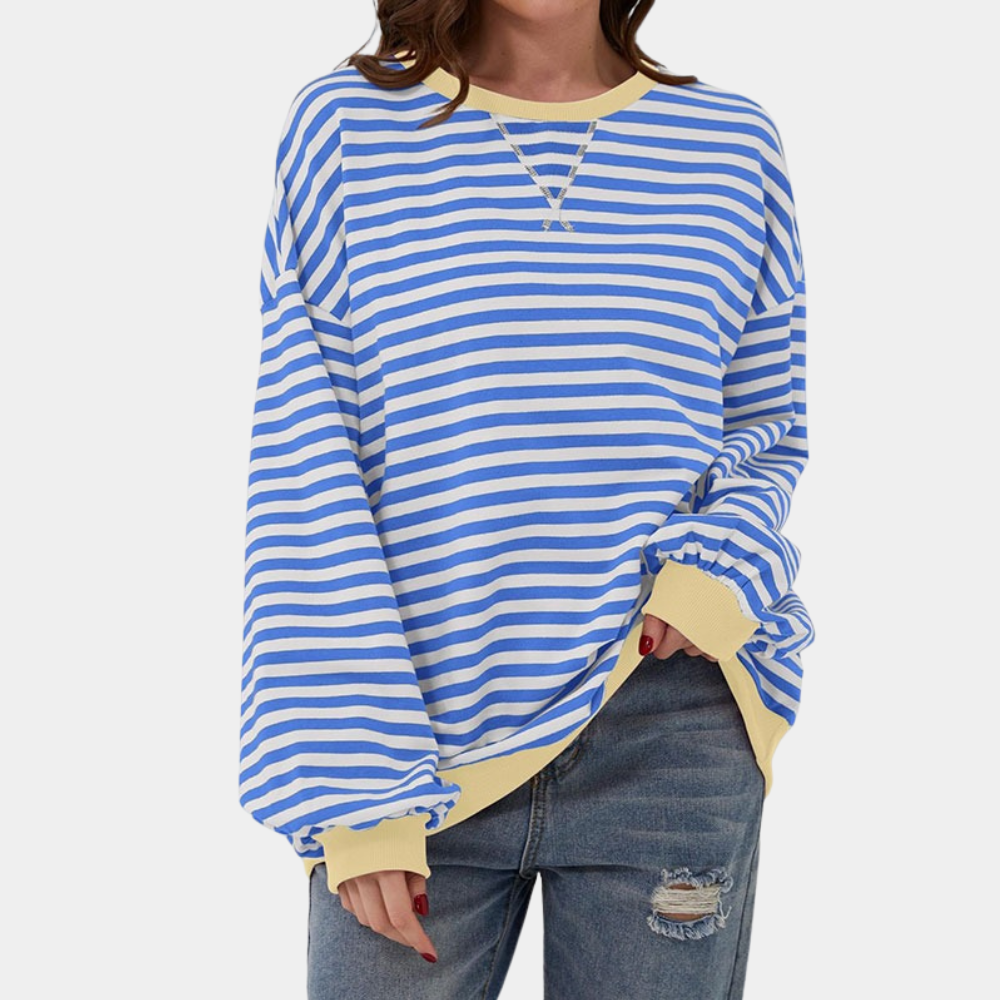 Women's Striped Long Sleeve T-Shirt Oversized