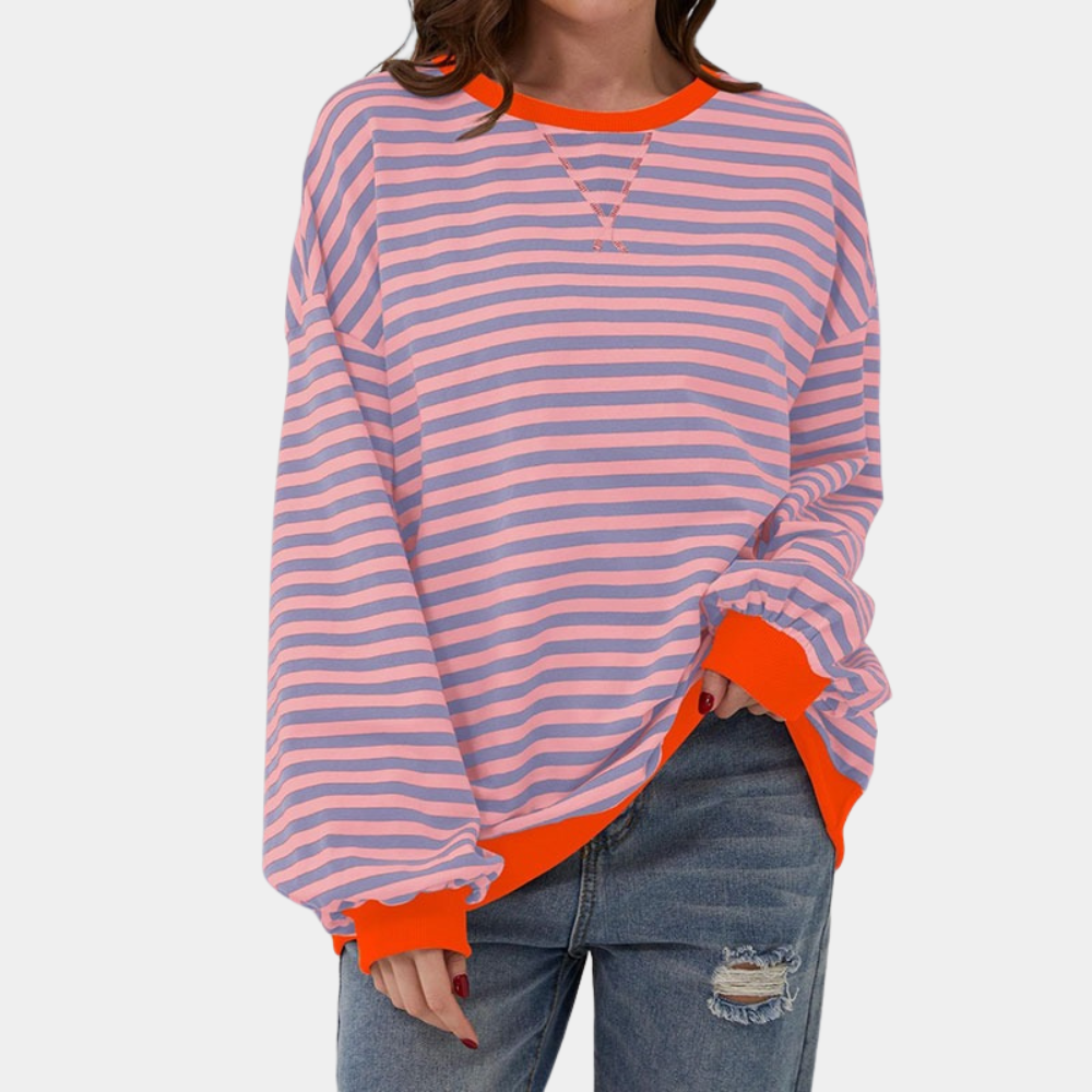 Women's Striped Long Sleeve T-Shirt Oversized