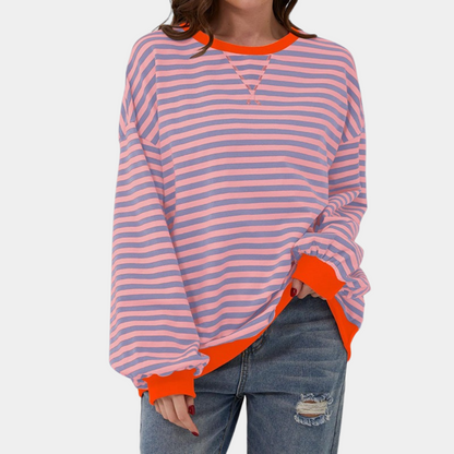 Women's Striped Long Sleeve T-Shirt Oversized