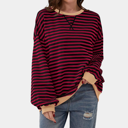 Women's Striped Long Sleeve T-Shirt Oversized
