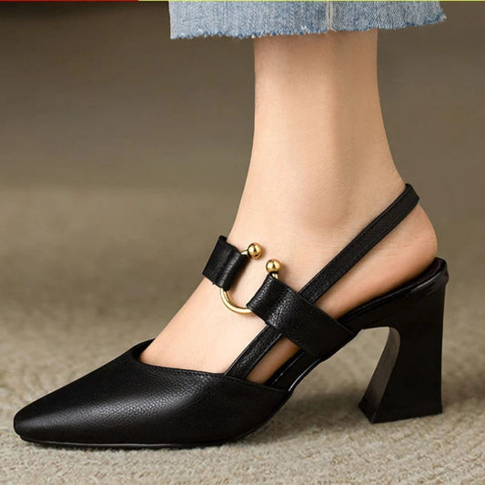 Women's Slingback Mary Jane Shoes Rounded Toe - Fashinoza