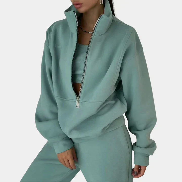 Women's Pullover Tracksuit Zipper Front - Fashinoza