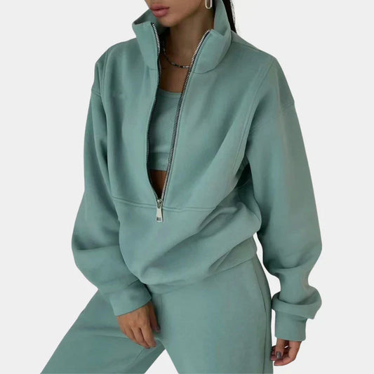 Women's Pullover Tracksuit Zipper Front - Fashinoza
