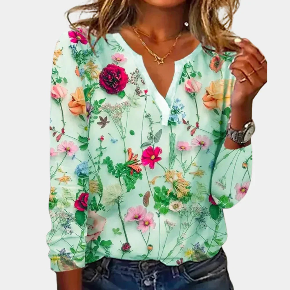 Women's Floral Blouse Casual Cotton - Fashinoza