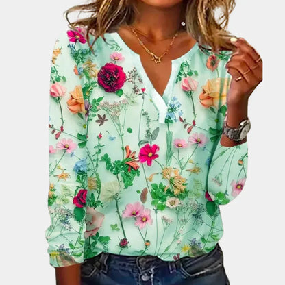 Women's Floral Blouse Casual Cotton - Fashinoza