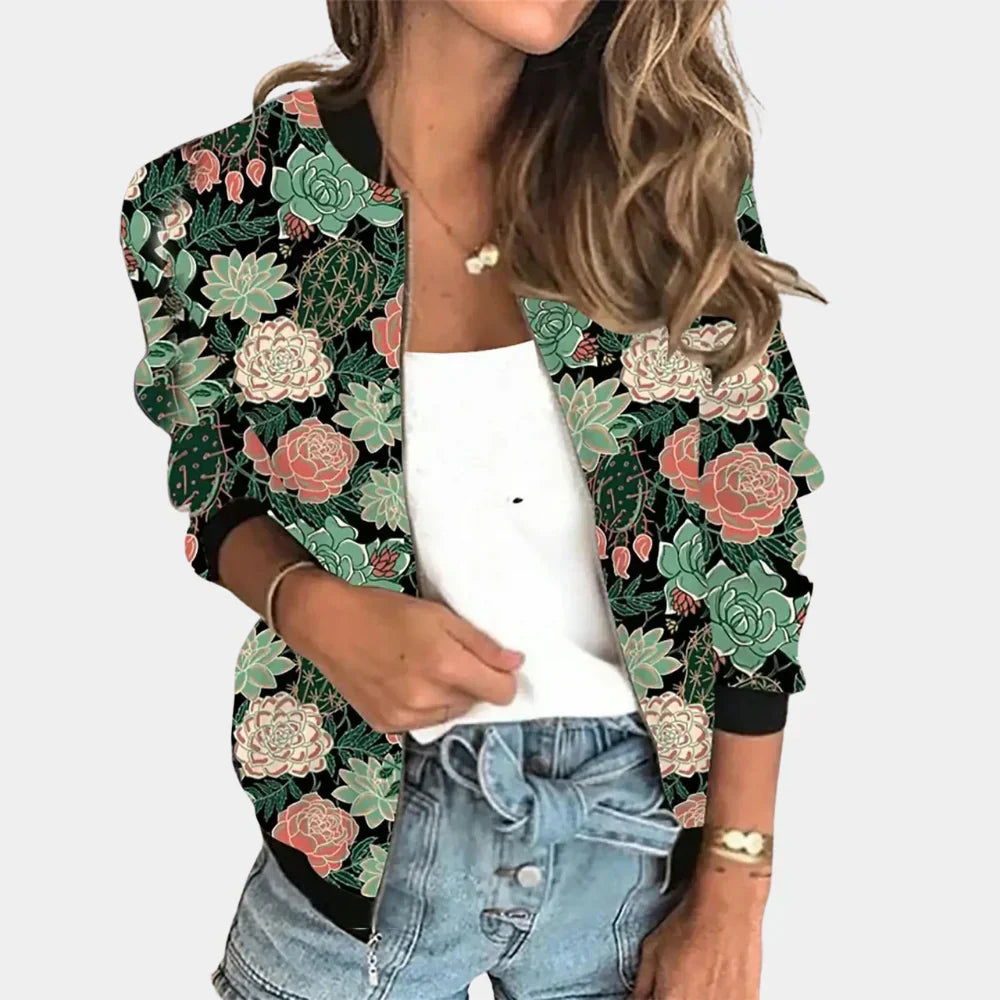 Women's Floral Printed Jacket - Fashinoza