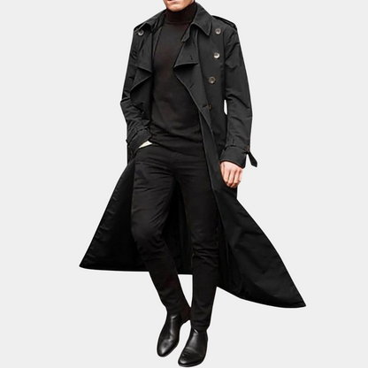 Men's Double-Breasted Trench Coat Wool Belted Tan