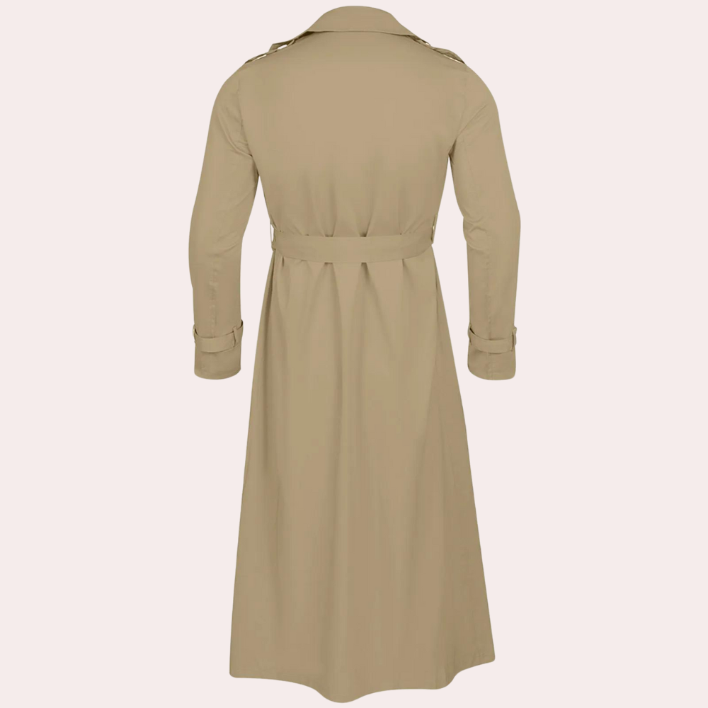Men's Double-Breasted Trench Coat Wool Belted Tan