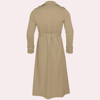 Men's Double-Breasted Trench Coat Wool Belted Tan