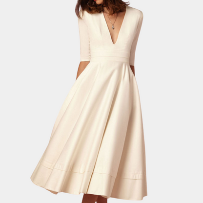 Women's A-Line Midi Dress Elegant - Fashinoza