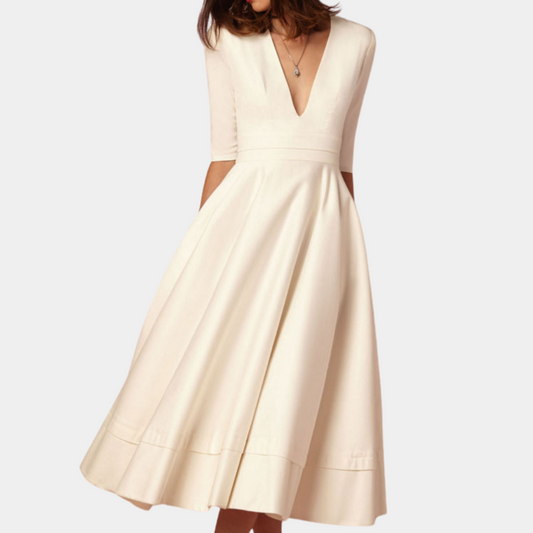 Women's A-Line Midi Dress Elegant - Fashinoza