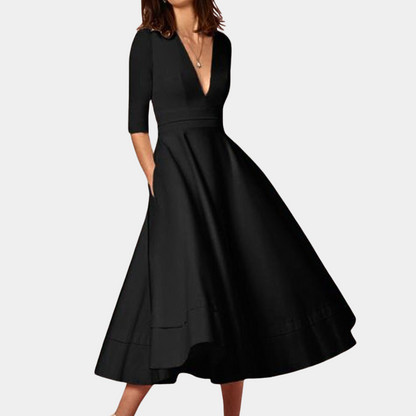 Women's A-Line Midi Dress Elegant