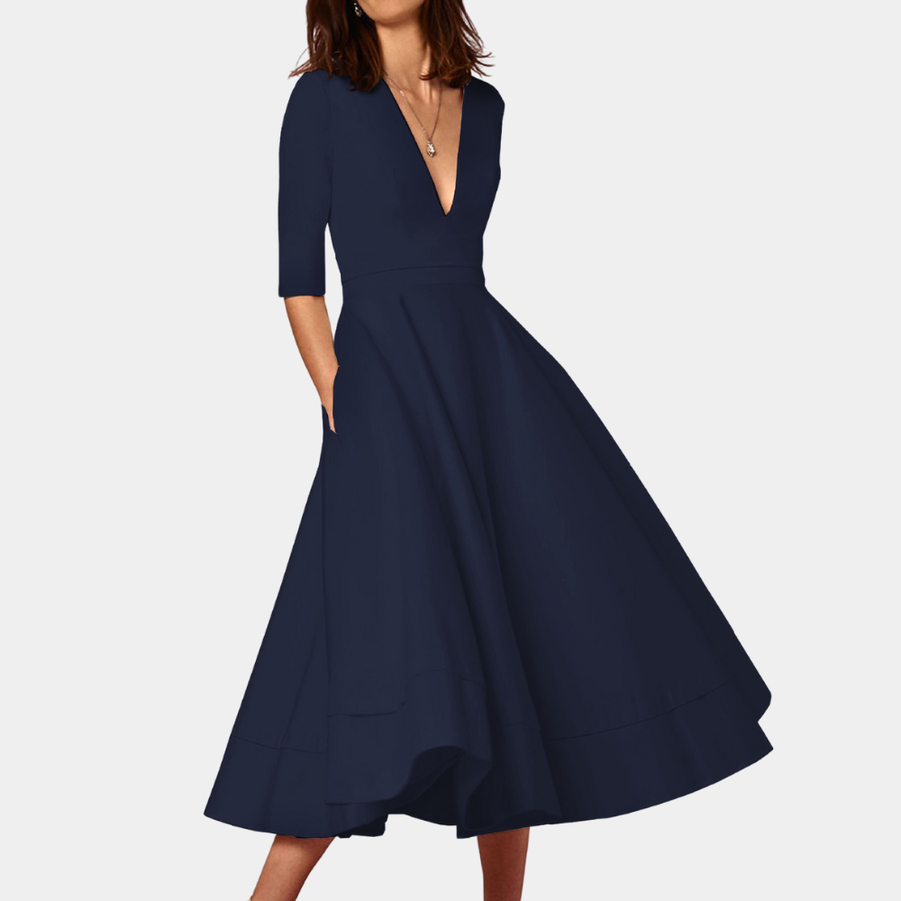 Women's A-Line Midi Dress Elegant