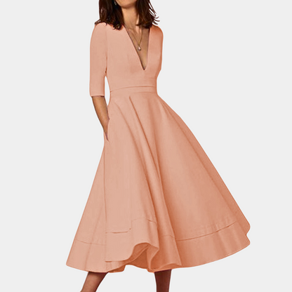 Women's A-Line Midi Dress Elegant