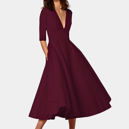 Women's A-Line Midi Dress Elegant