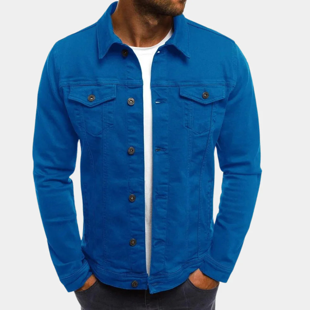 Men's Casual Denim Jacket Timeless Blue - Fashinoza