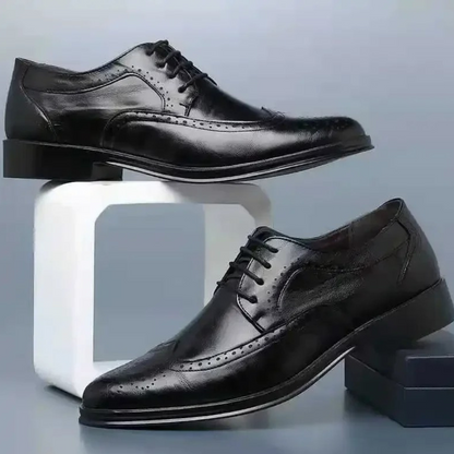 Men's Leather Oxford Shoes Formal Black - Fashinoza