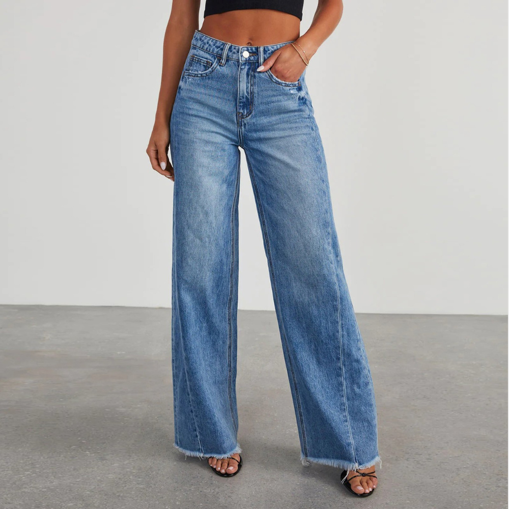 Women's High-Waisted Wide Leg Jeans Casual Comfortable - 
Fashinoza