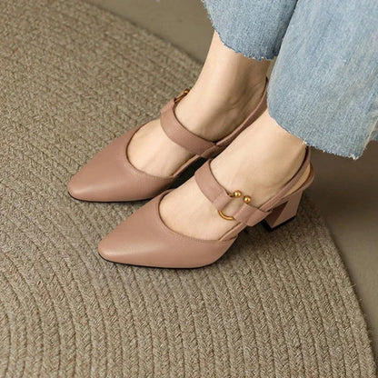 Women's Slingback Mary Jane Shoes Rounded Toe